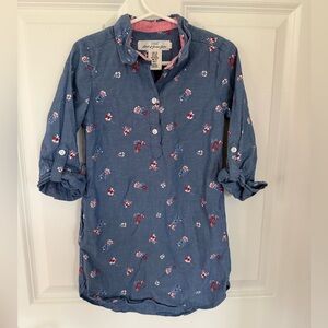 Charming Floral Denim Girls Dress - Size 4/5t